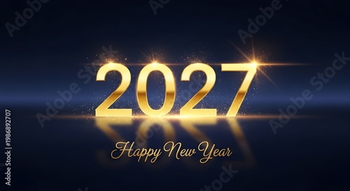 Glowing golden 2027 numbers with sparkling particles