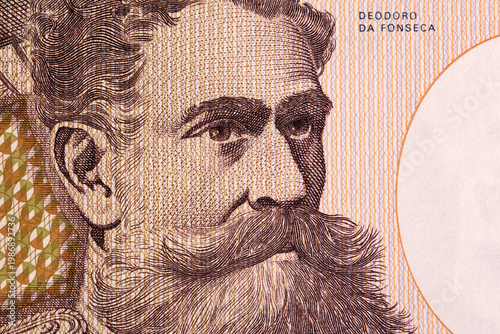 Deodoro da Fonseca a closeup portrait from old Brazilian money