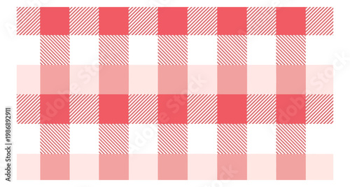 Red and white gingham pattern texture for fabric and picnic themes