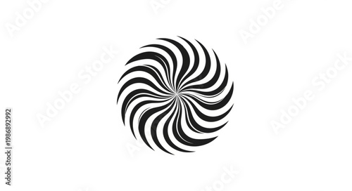 Black And White Hypnotic Spiral Circular Pattern Swirl.