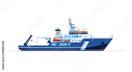 Obraz na plátně Modern Oceanographic Research Vessel Illustration