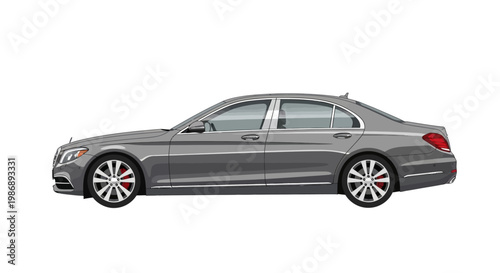 Modern gray luxury sedan car from the side