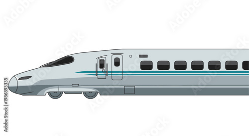Side view illustration of a modern high speed bullet train isolated on white background