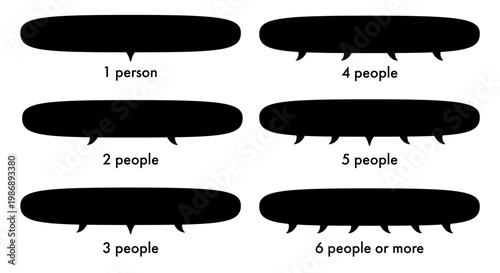 Konstfotografi extra long oval speech bubble set with 1–6 bottom tails for group conversations