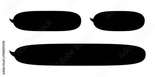 oval speech bubble set with side tail, 3 width variations