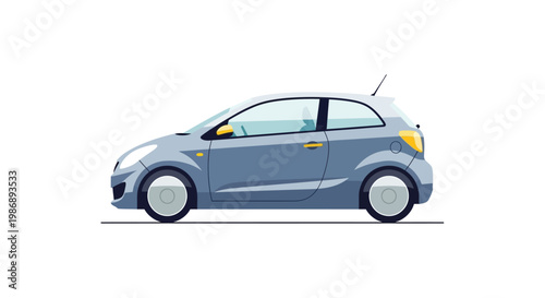 Canvastavla Flat design blue hatchback car illustration