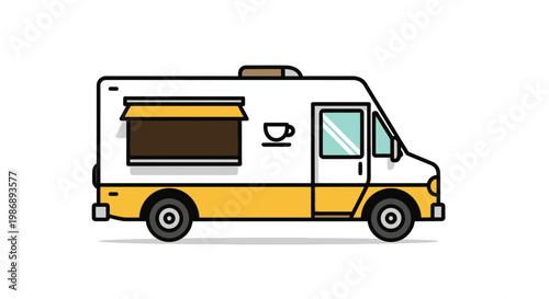 Mobile Coffee Shop Food Truck Illustration