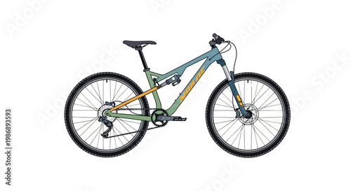 Modern full suspension mountain bike isolated on white