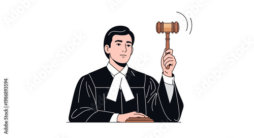 Judge holding a gavel and making a decision.