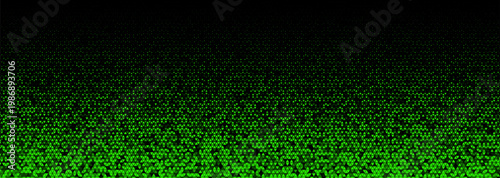 Green Binary Code Falling Digital Rain On Black Background. Futuristic Cyber Matrix Style Concept For Technology, Hacking, And Programming Themes. Triangle shape BG. Vector Illustration