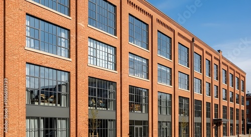 Modern Red Brick Warehouse Converted Into Trendy Loft Apartments, Blending Industrial Charm, Urban Elegance, And Contemporary Residential Design In Vibrant City Neighborhood