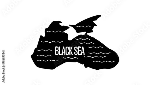 black sea symbol, black isolated silhouette