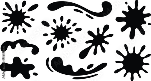 Ink drop with ink spill, ink blob, and ink drip