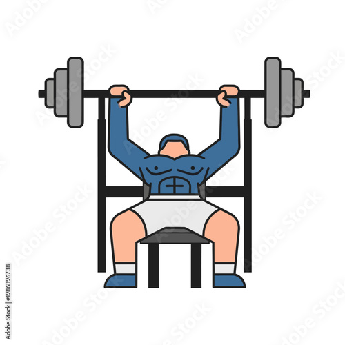 Muscular man lifting barbell bench press in gym, fitness and workout concept