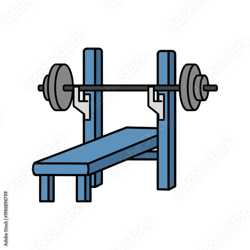 Weightlifting Bench Press Barbell Gym Equipment Isolated Vector Illustration