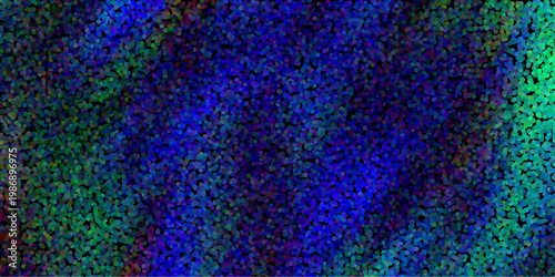 Abstract pointillist background with a blend of deep blues purples and greens creating a cosmic or digital nebula effect