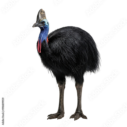 Cassowary bird profile isolated on transparent background for design