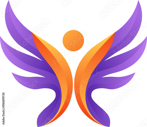 Creative Human Figure Logo Set with Abstract Wing Shapes for Corporate Branding and Identity Design