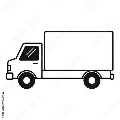 Simple line drawing of a delivery truck with blank box body icon