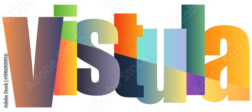 Fényképezés Colorful Gradient Text Logo Style Design With Vistula Lettering