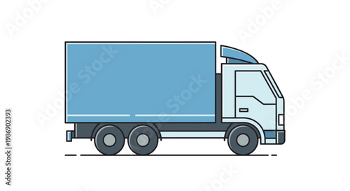 Large Blue Delivery Truck Vehicle.