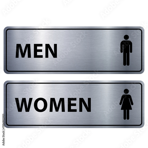 Standard Men Women Restroom Sign - Silver 1 Set (2 pcs)