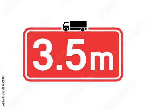 A red road sign with a white border and a black truck icon indicating a height restriction of 3.5 meters.