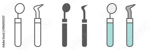 Dental tools line icon, stomatology and dentist, dentistry equipment sign, vector graphics, a linear pattern on a white background.