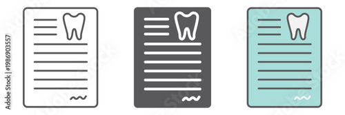 Dental document line icon, dentist and paper, dental card sign, vector graphics, a linear pattern on a white background.