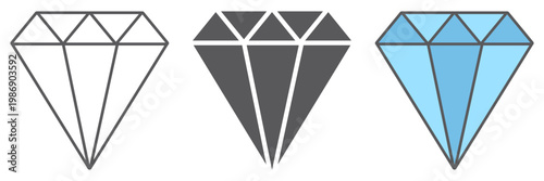 Diamond line icon, jewel and brilliant, gemstone sign, vector graphics, a linear pattern on a white background.
