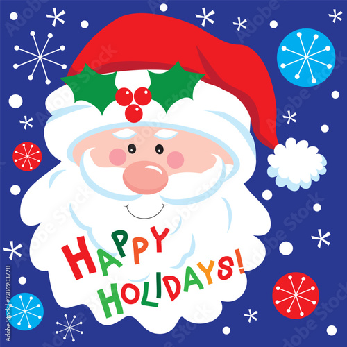 christmas card with cute santa