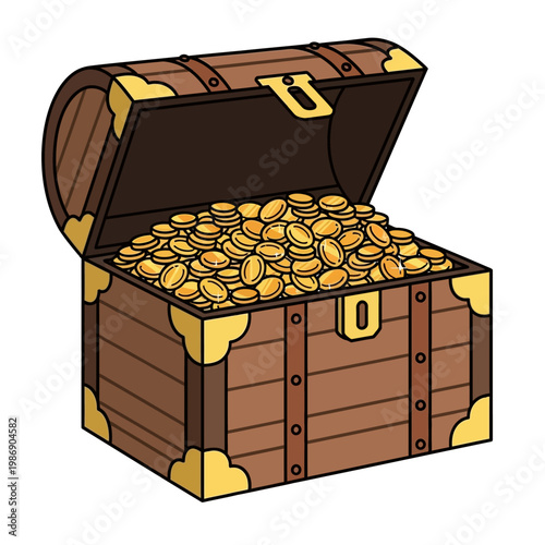 Open Treasure Chest Full of Gold Coins