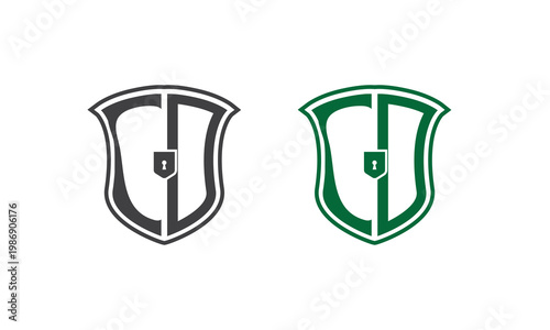 CD Shield Security Logo – Hidden Monogram Protection Badge, Modern Keyhole Icon Vector Design