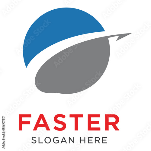 Abstract logo design with blue gray and red text on white background icon