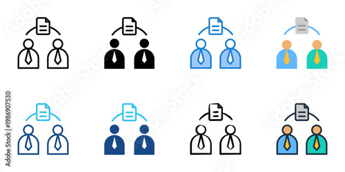 Delegation icons set multiple style collection. Editable stroke 
