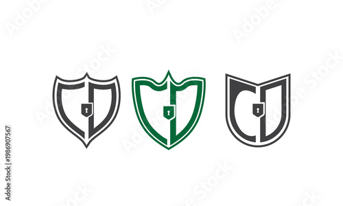 CD Shield Security Logo – Hidden Monogram Protection Badge, Modern Keyhole Icon Vector Design
