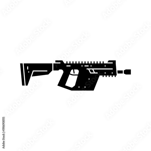 Submachine gun glyph icon. firearm black illustration.