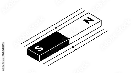 Vector illustration of a bar magnet with magnetic field lines