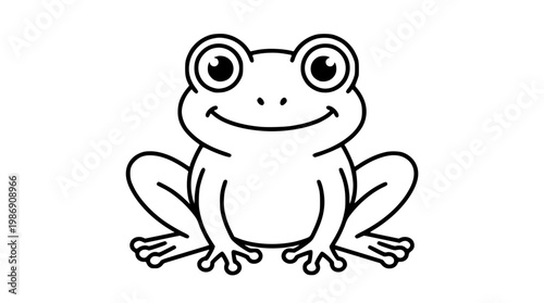 Smiling frog sitting with big eyes and a happy face