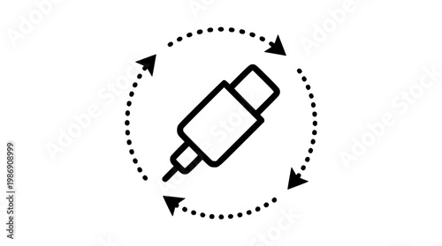 Vector graphic of a usb flash drive rotating