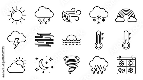 Weather icons for forecasting and climate design elements