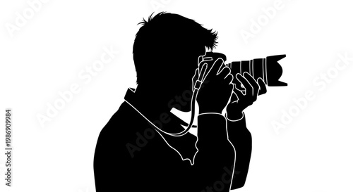 A silhouette of a man taking a photo with his camera