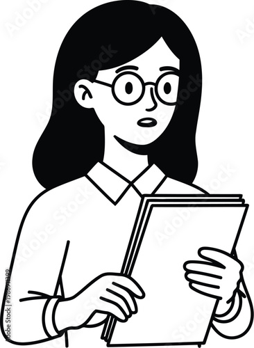 Woman reading a book with surprise expression