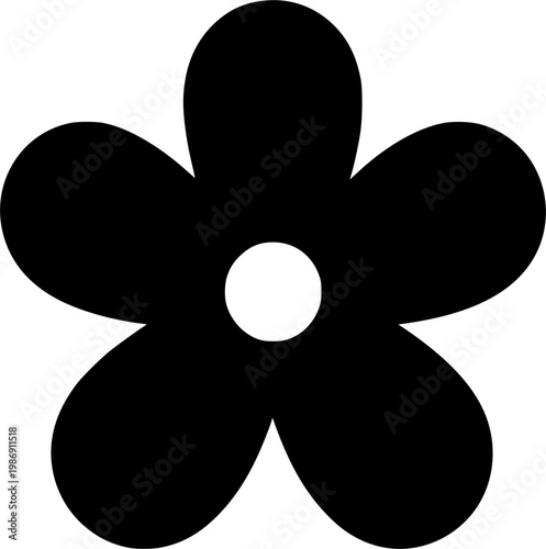 Minimalist Black Flower Silhouette Vector Icon Set for Modern Design