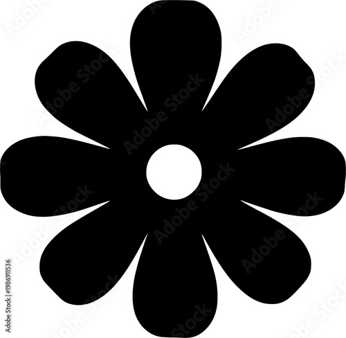 Minimalist Black Flower Silhouette Vector Icon Set for Modern Design