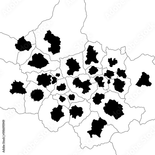 marked war zone map with black areas on transparent background