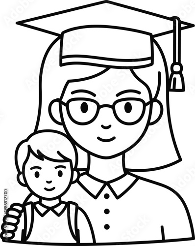 Mother and child celebrating graduation together