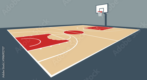 a basketball court with a hoop.