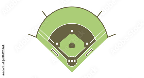 Baseball field illustration in green.