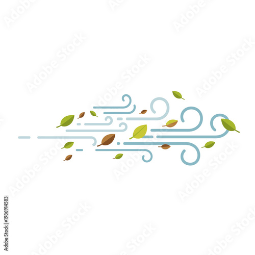 Autumn Leaves Blowing in the Wind - Stylized Vector Illustration